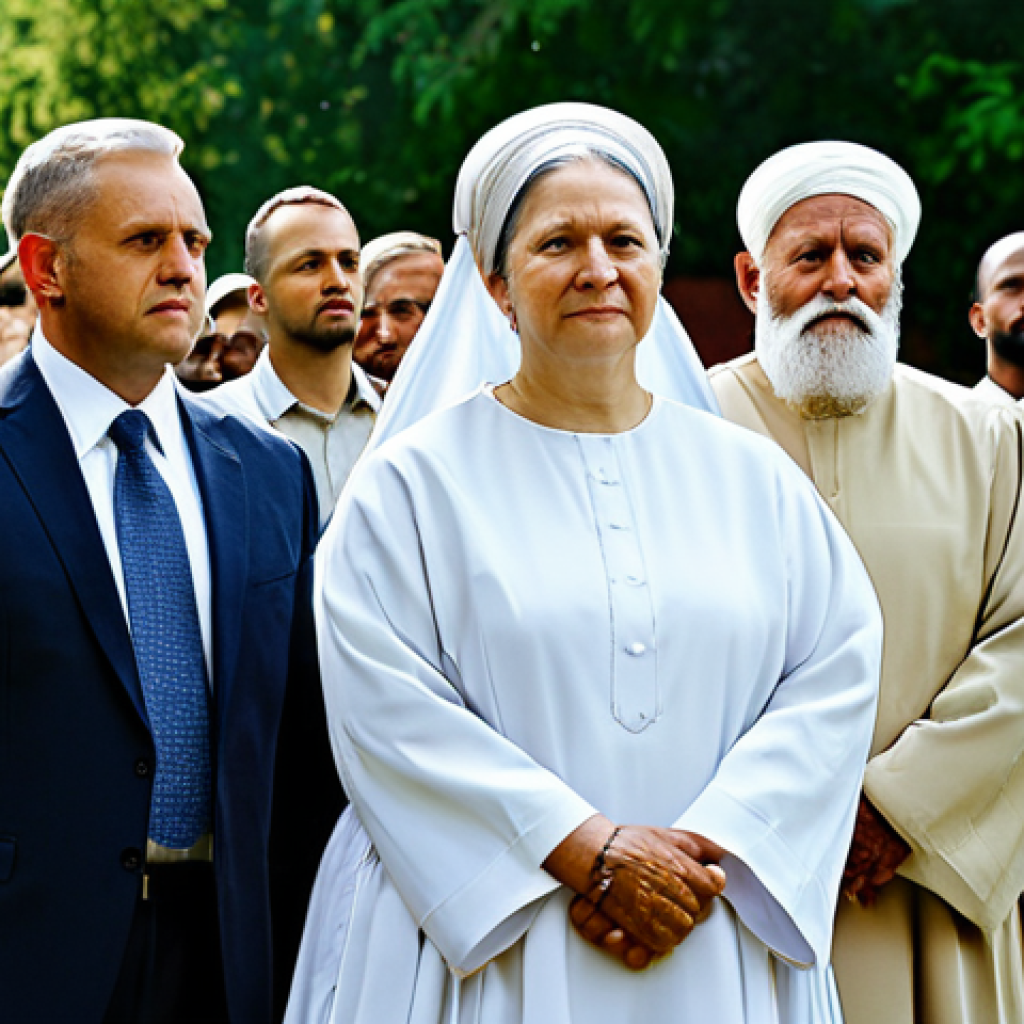 Respectful Attire**

"A group of people dressed in modest, neutral-colored clothing (white, beige, gray, navy blue), attending an outdoor spiritual ceremony, fully clothed, appropriate attire, natural lighting, safe for work, perfect anatomy, natural proportions, professional photograph, family-friendly"

**