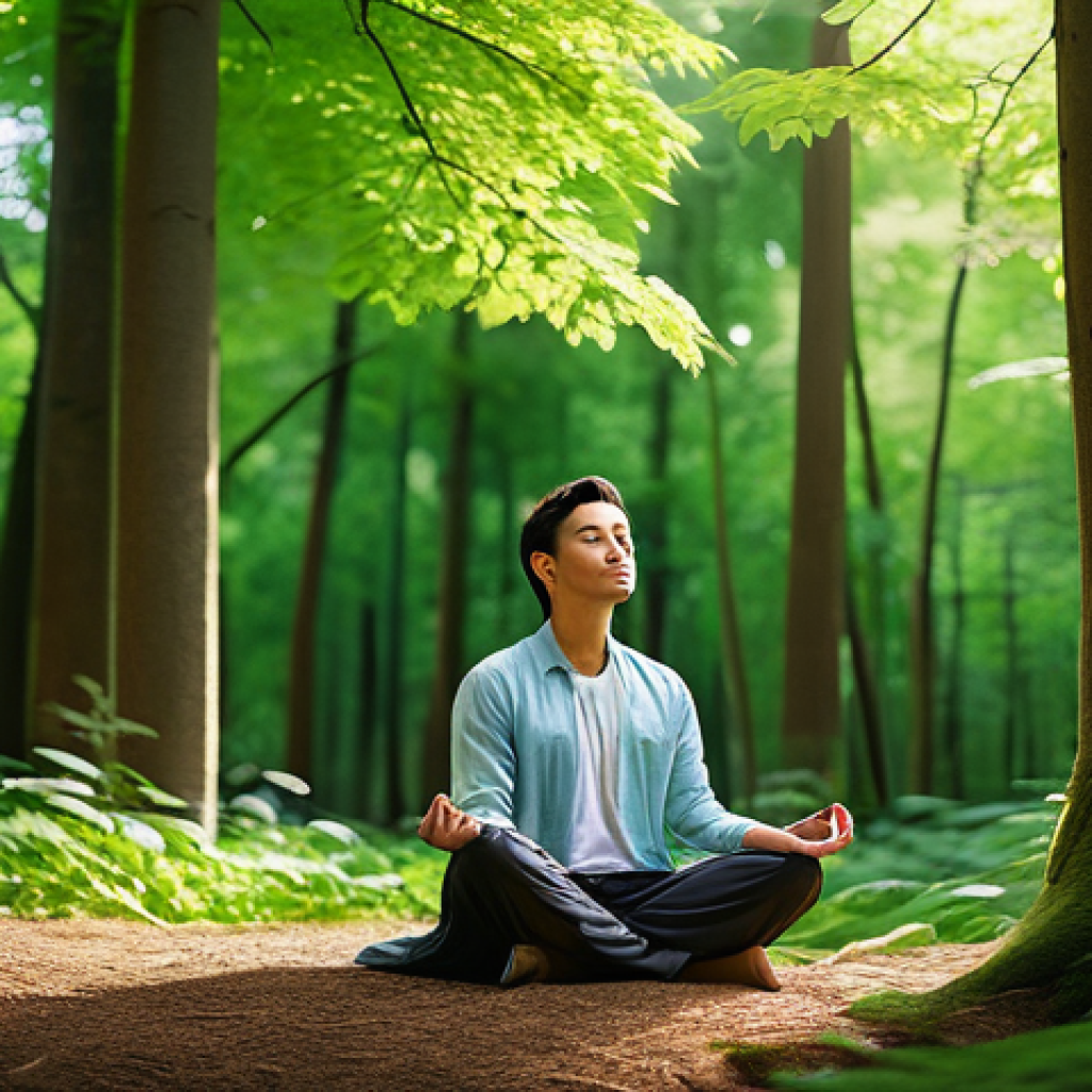 무속과 감정 치유 - **Prompt 1: Serene Forest Meditation**
    "A peaceful adult individual, dressed in comfortable, mod...