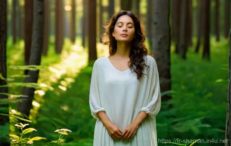 무속인들의 생활 - **Prompt 1: The Soul's Awakening**
    "A serene, contemplative woman in her late 20s to early 30s s...