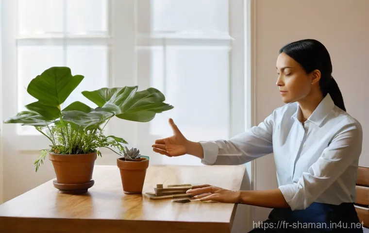 무속인들의 생활 - **Prompt 1: The Soul's Awakening**
    "A serene, contemplative woman in her late 20s to early 30s s...