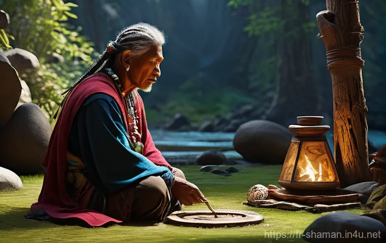 무속 의식과 빙의 치료 - Here are three image generation prompts in English, adhering to all the specified guidelines: