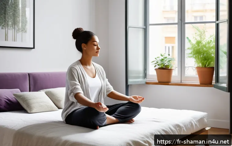 무속에서 행운을 기원하는 법 - A serene morning bedroom scene in a modern French apartment with soft natural light streaming throug...